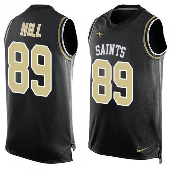 Men's New Orleans Saints #89 Josh Hill Black Hot Pressing Player Name & Number Nike NFL Tank Top Jersey