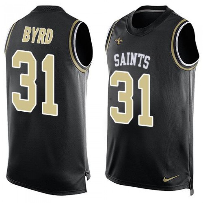 Men's New Orleans Saints #31 Jairus Byrd Black Hot Pressing Player Name & Number Nike NFL Tank Top Jersey