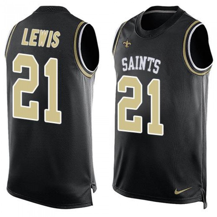 Men's New Orleans Saints #21 Keenan Lewis Black Hot Pressing Player Name & Number Nike NFL Tank Top Jersey