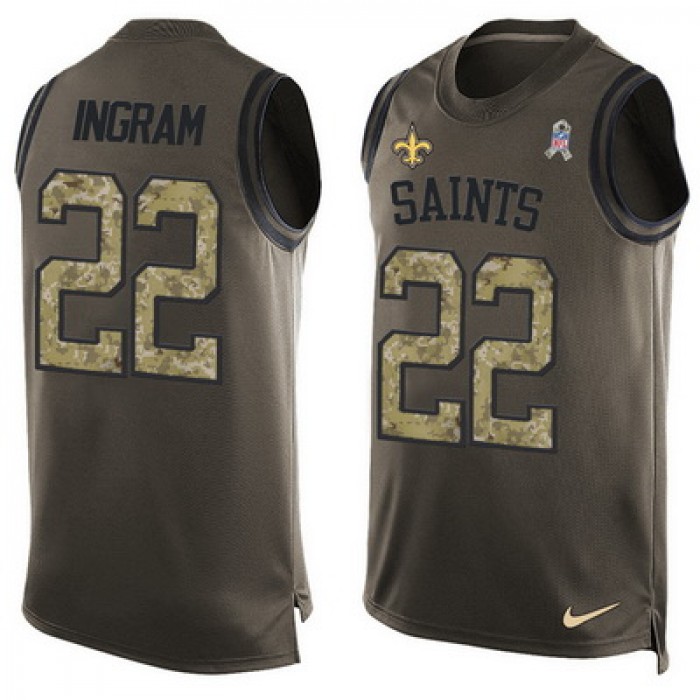 Men's New Orleans Saints #22 Mark Ingram Green Salute to Service Hot Pressing Player Name & Number Nike NFL Tank Top Jersey