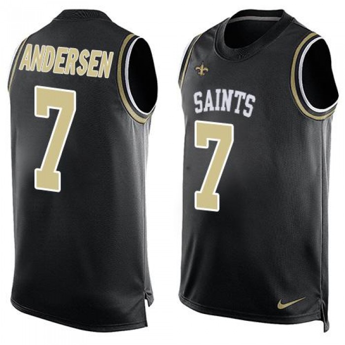 Men's New Orleans Saints #7 Morten Andersen Black Hot Pressing Player Name & Number Nike NFL Tank Top Jersey