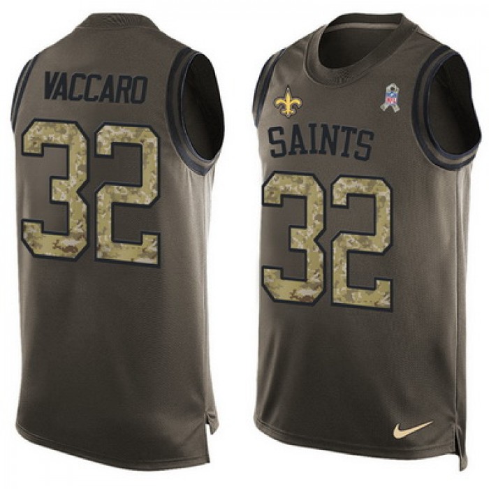 Men's New Orleans Saints #32 Kenny Vaccaro Green Salute to Service Hot Pressing Player Name & Number Nike NFL Tank Top Jersey