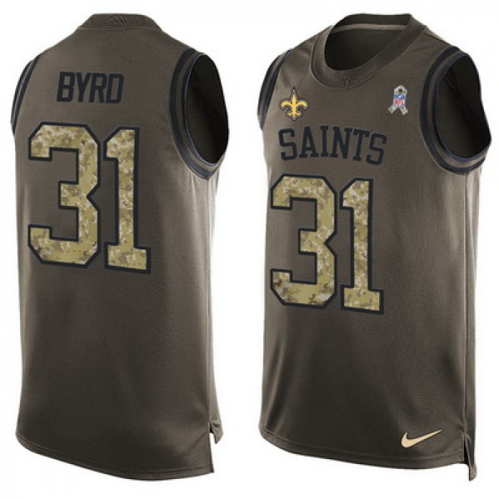 Men's New Orleans Saints #31 Jairus Byrd Green Salute to Service Hot Pressing Player Name & Number Nike NFL Tank Top Jersey