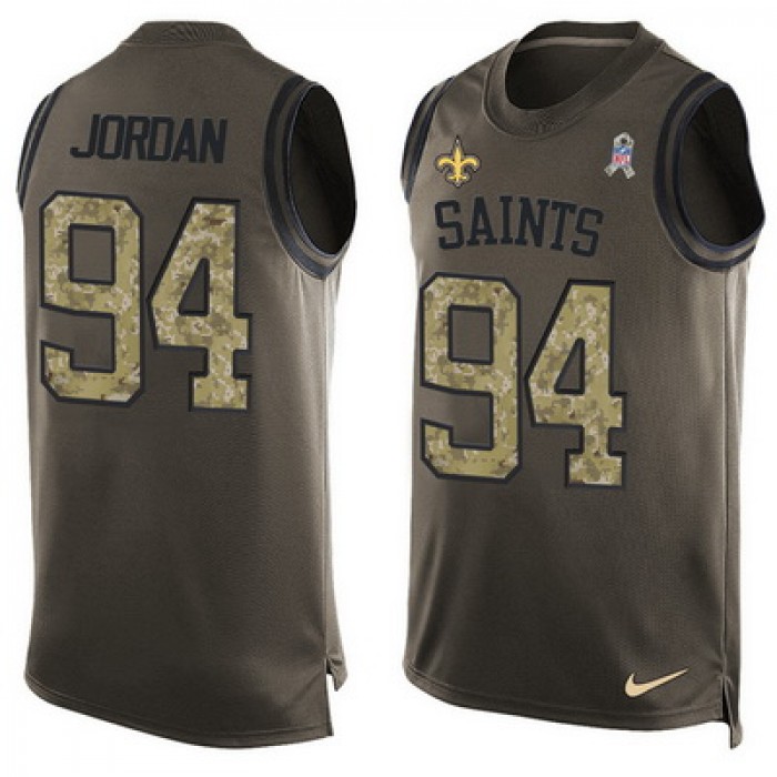 Men's New Orleans Saints #94 Cameron Jordan Green Salute to Service Hot Pressing Player Name & Number Nike NFL Tank Top Jersey