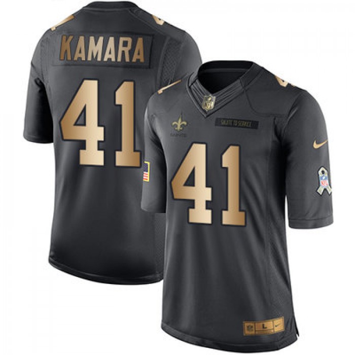 Nike New Orleans Saints #41 Alvin Kamara Black Men's Stitched NFL Limited Gold Salute To Service Jersey