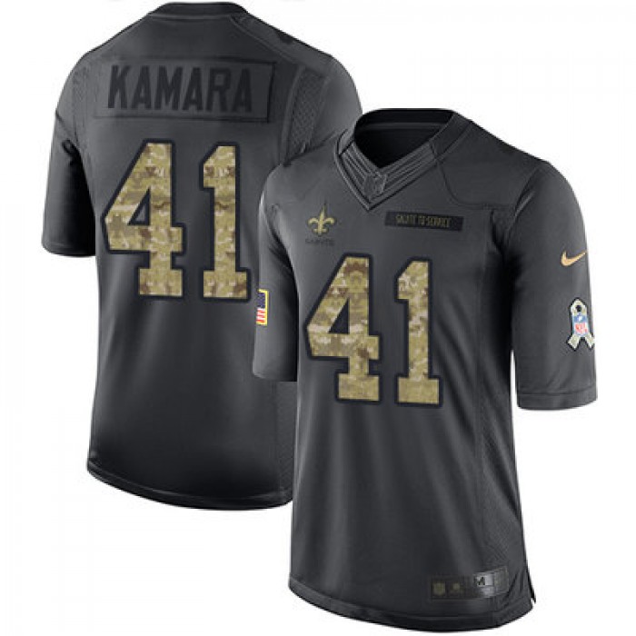 Nike New Orleans Saints #41 Alvin Kamara Black Men's Stitched NFL Limited 2016 Salute To Service Jersey