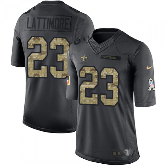 Nike New Orleans Saints #23 Marshon Lattimore Black Men's Stitched NFL Limited 2016 Salute To Service Jersey