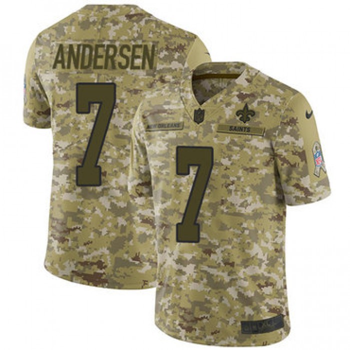 Nike Saints #7 Morten Andersen Camo Men's Stitched NFL Limited 2018 Salute To Service Jersey
