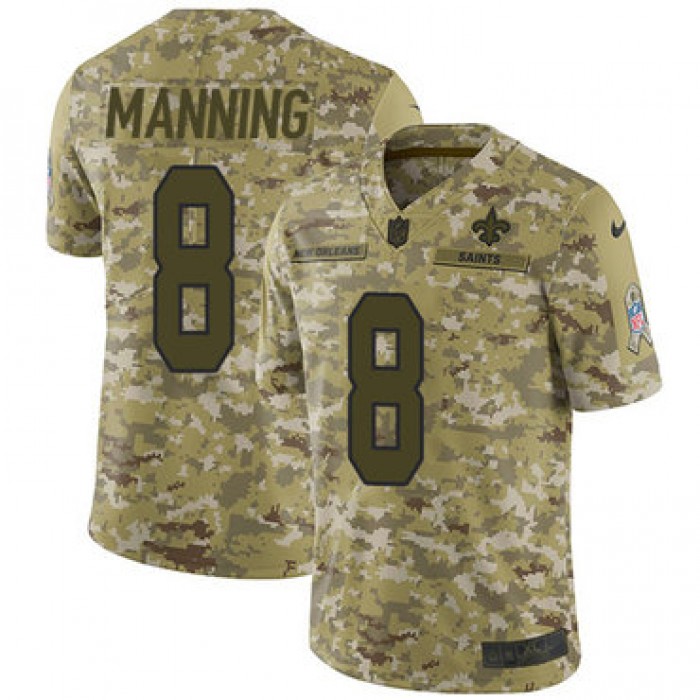 Nike Saints #8 Archie Manning Camo Men's Stitched NFL Limited 2018 Salute To Service Jersey