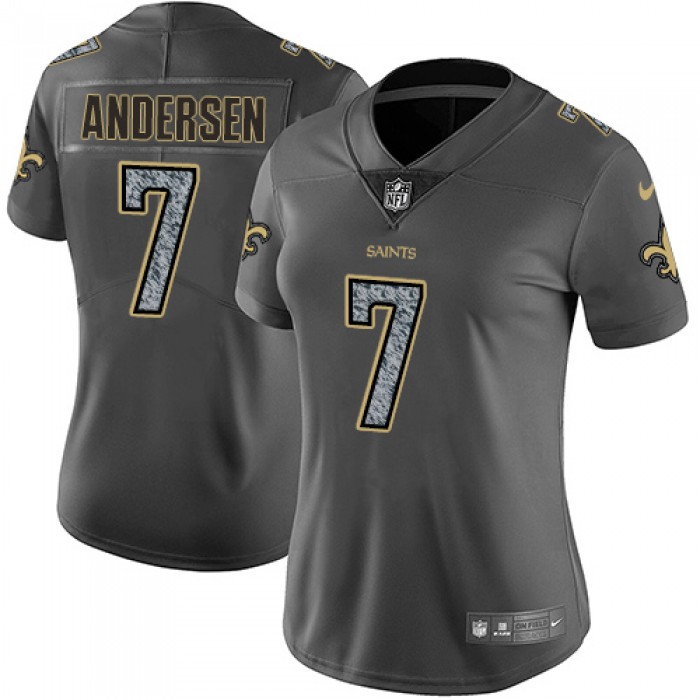 Women's Nike New Orleans Saints #7 Morten Andersen Gray Static NFL Vapor Untouchable Game Jersey