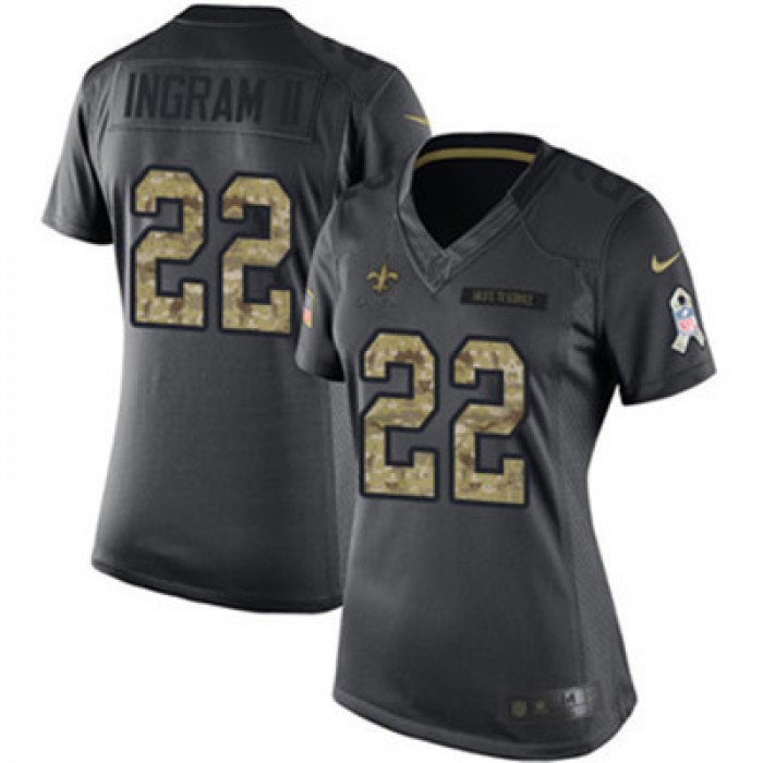 Women's Nike New Orleans Saints #22 Mark Ingram II Black Stitched NFL Limited 2016 Salute to Service Jersey