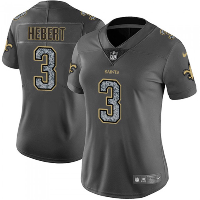 Women's Nike New Orleans Saints #3 Bobby Hebert Gray Static Stitched NFL Vapor Untouchable Limited Jersey