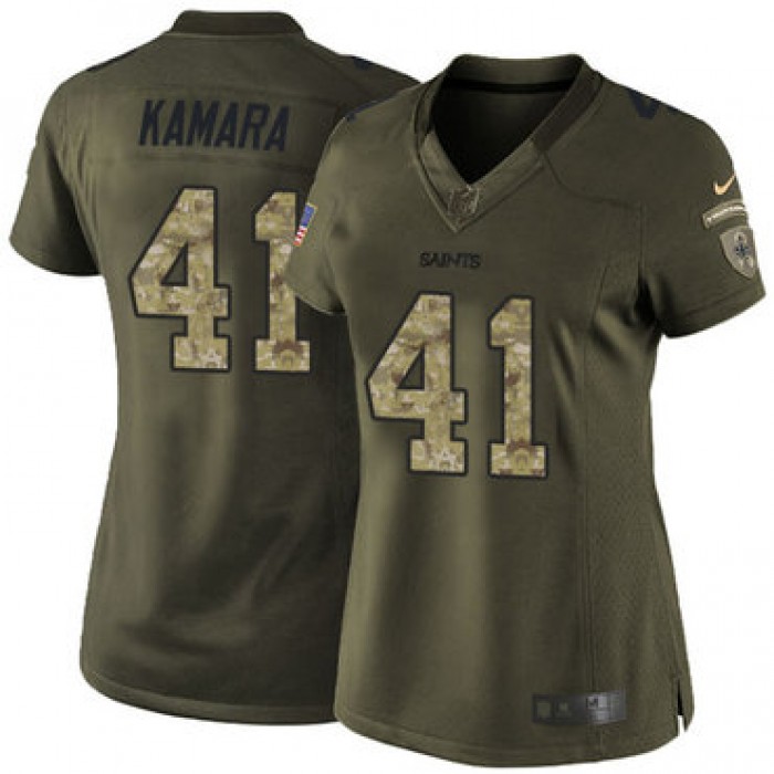 Women's Nike New Orleans Saints #41 Alvin Kamara Green Stitched NFL Limited 2015 Salute to Service Jersey