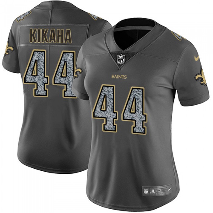 Women's Nike New Orleans Saints #44 Hau'oli Kikaha Gray Static Stitched NFL Vapor Untouchable Limited Jersey