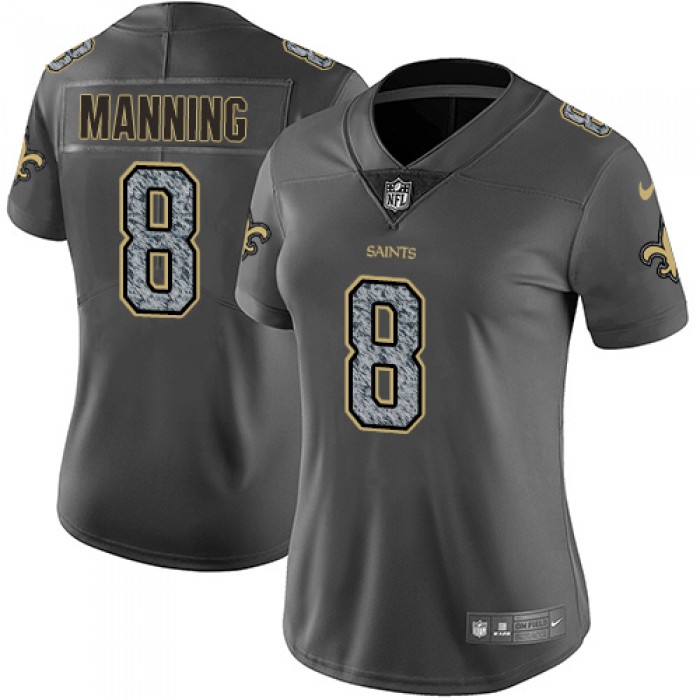 Women's Nike New Orleans Saints #8 Archie Manning Gray Static Stitched NFL Vapor Untouchable Limited Jersey