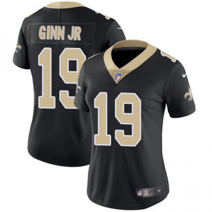 Women's Nike New Orleans Saints #19 Ted Ginn Jr Black Team Color Stitched NFL Vapor Untouchable Limited Jersey