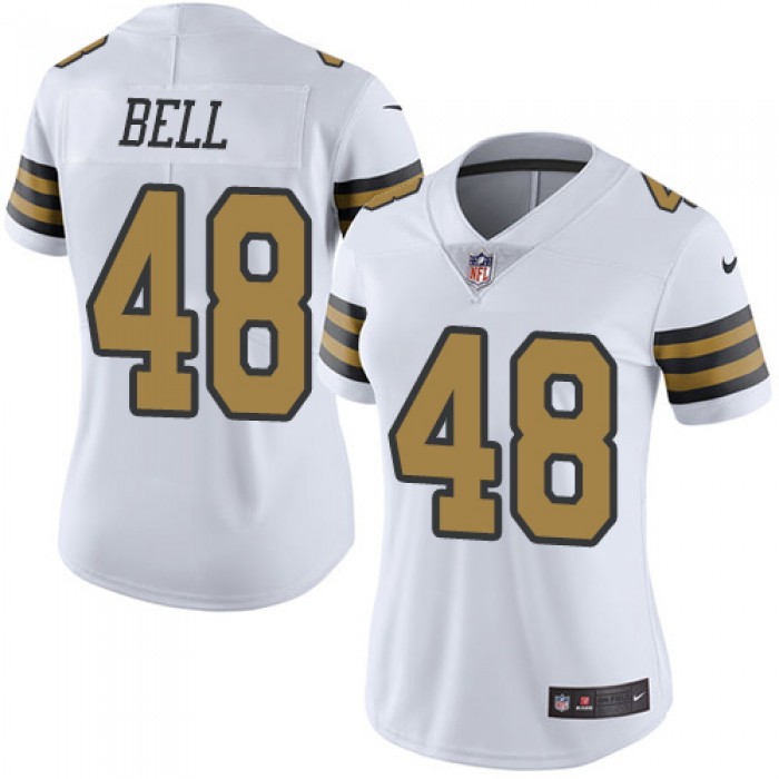 Women's Nike New Orleans Saints #48 Vonn Bell White Stitched NFL Limited Rush Jersey