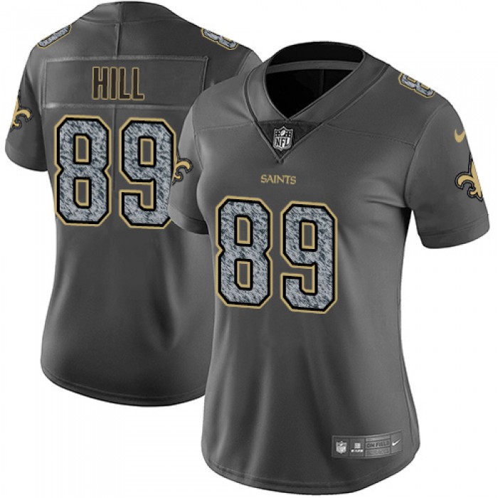 Women's Nike New Orleans Saints #89 Josh Hill Gray Static NFL Vapor Untouchable Game Jersey