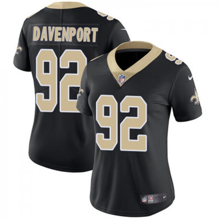 Nike New Orleans Saints #92 Marcus Davenport Black Team Color Women's Stitched NFL Vapor Untouchable Limited Jersey