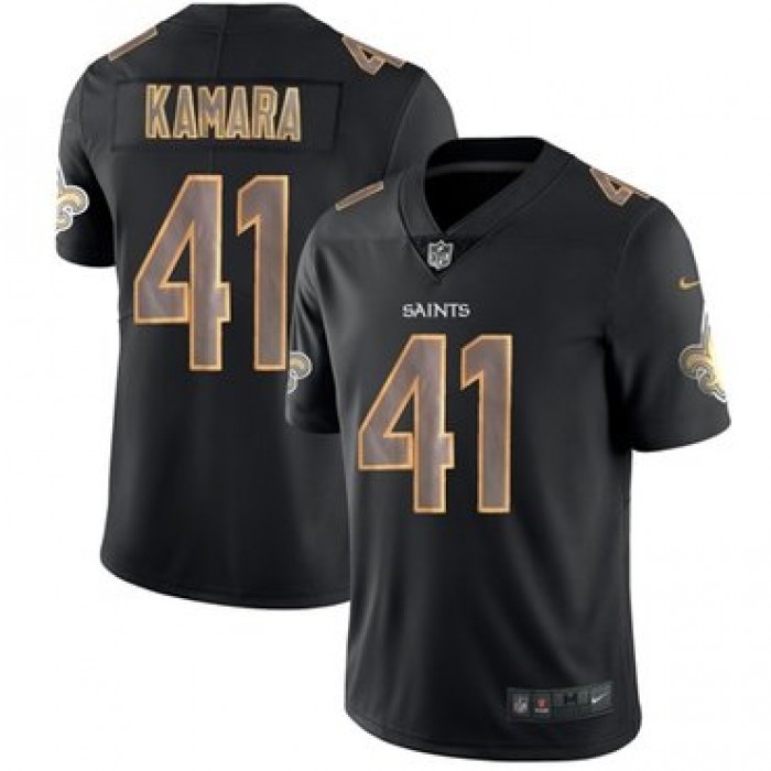 Nike Saints #41 Alvin Kamara Black Men's Stitched NFL Limited Rush Impact Jersey