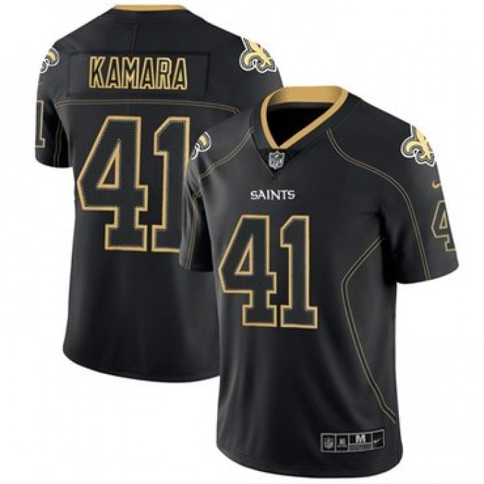 Nike Saints #41 Alvin Kamara Lights Out Black Men's Stitched NFL Limited Rush Jersey