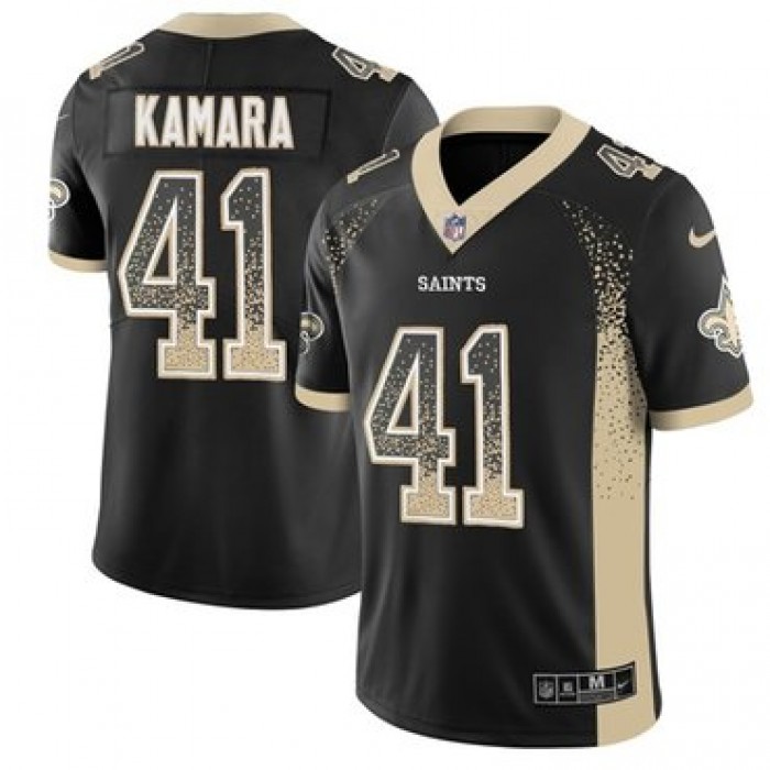 Nike New Orleans Saints #41 Alvin Kamara Black Team Color Men's Stitched NFL Limited Rush Drift Fashion Jersey