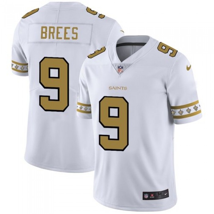 New Orleans Saints #9 Drew Brees Nike White Team Logo Vapor Limited NFL Jersey
