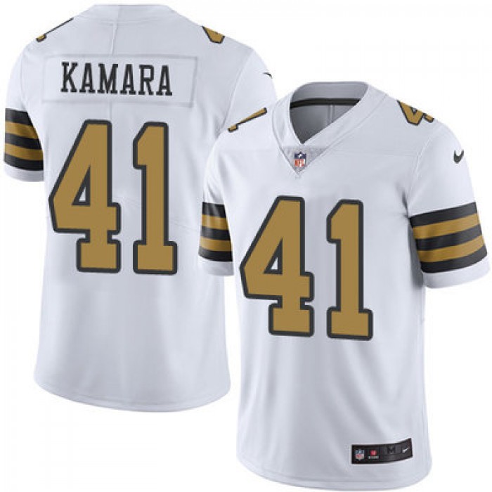Nike Saints #41 Alvin Kamara White Men's Stitched NFL Limited Rush Jersey
