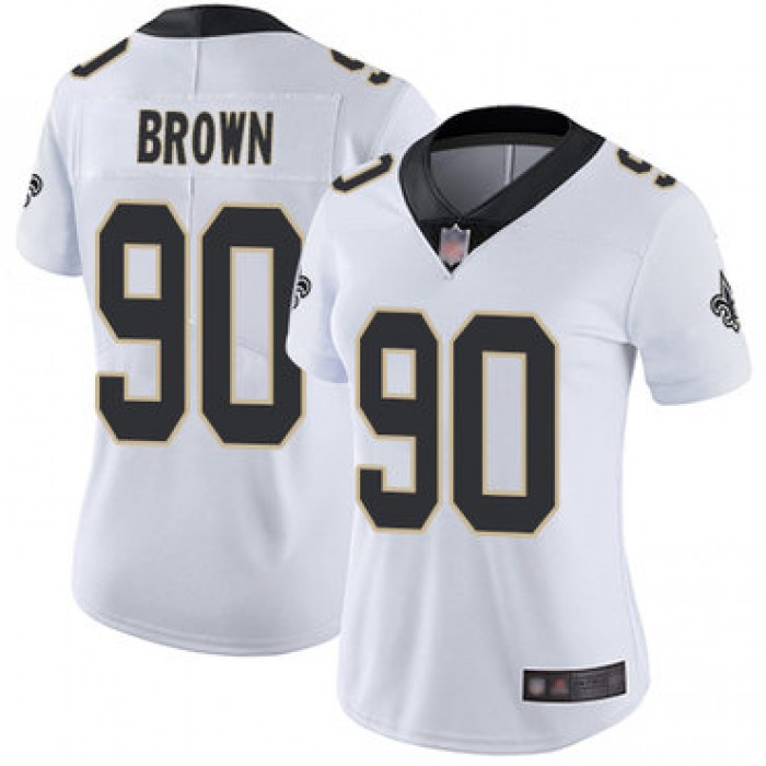 Saints #90 Malcom Brown White Women's Stitched Football Vapor Untouchable Limited Jersey