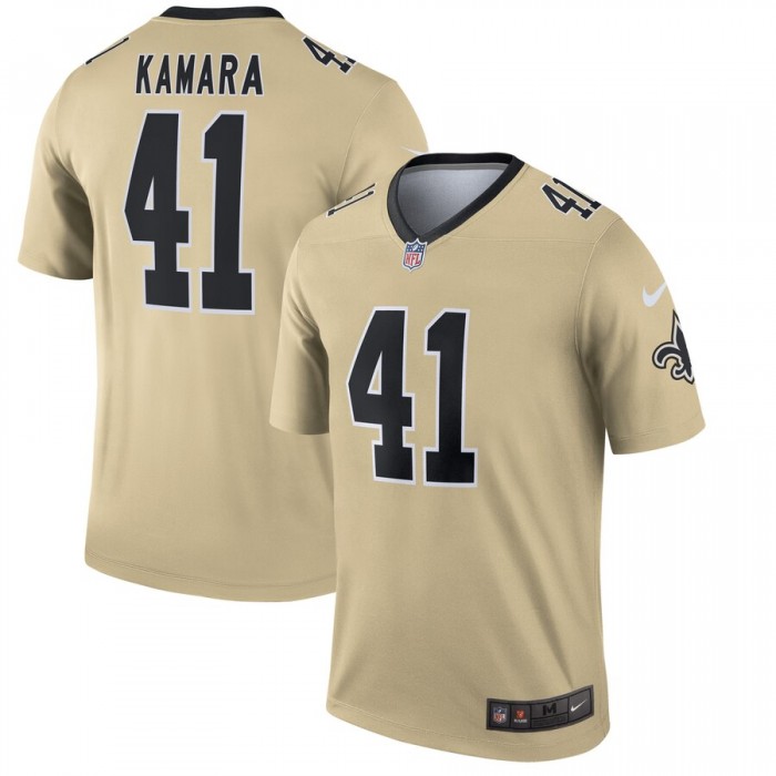 Nike New Orleans Saints 41 Alvin Kamara Cream Inverted Legend Jersey