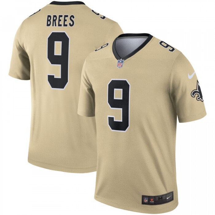 Nike New Orleans Saints 9 Drew Brees Cream Inverted Legend Jersey