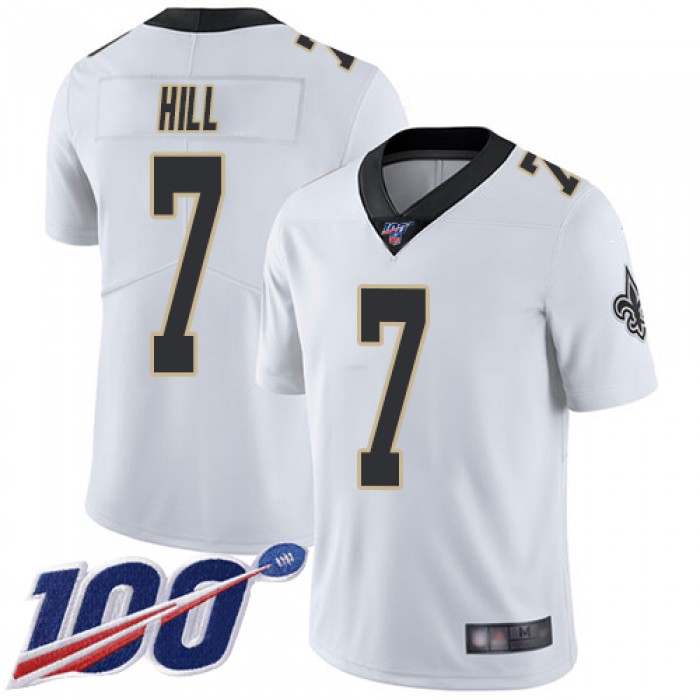 Nike Saints #7 Taysom Hill White Men's Stitched NFL 100th Season Vapor Limited Jersey