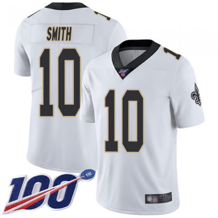 Nike Saints #10 Tre'Quan Smith White Men's Stitched NFL 100th Season Vapor Limited Jersey