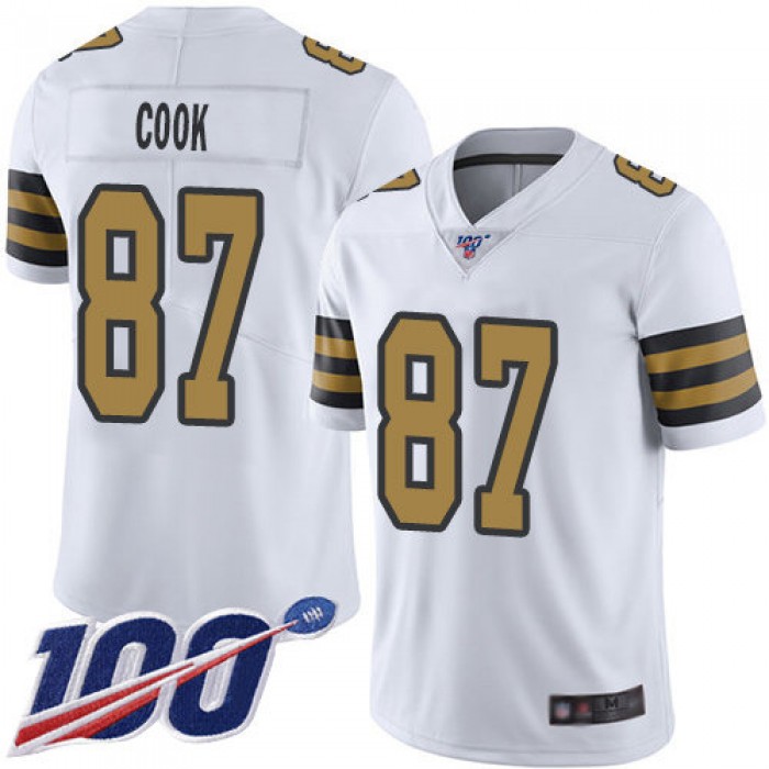 Nike Saints #87 Jared Cook White Men's Stitched NFL Limited Rush 100th Season Jersey