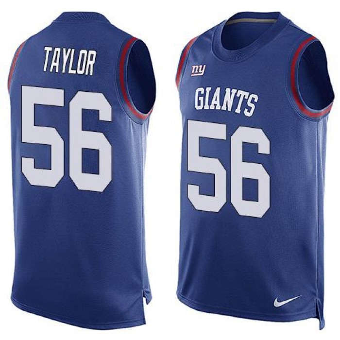 Men's New York Giants #56 Lawrence Taylor Royal Blue Hot Pressing Player Name & Number Nike NFL Tank Top Jersey