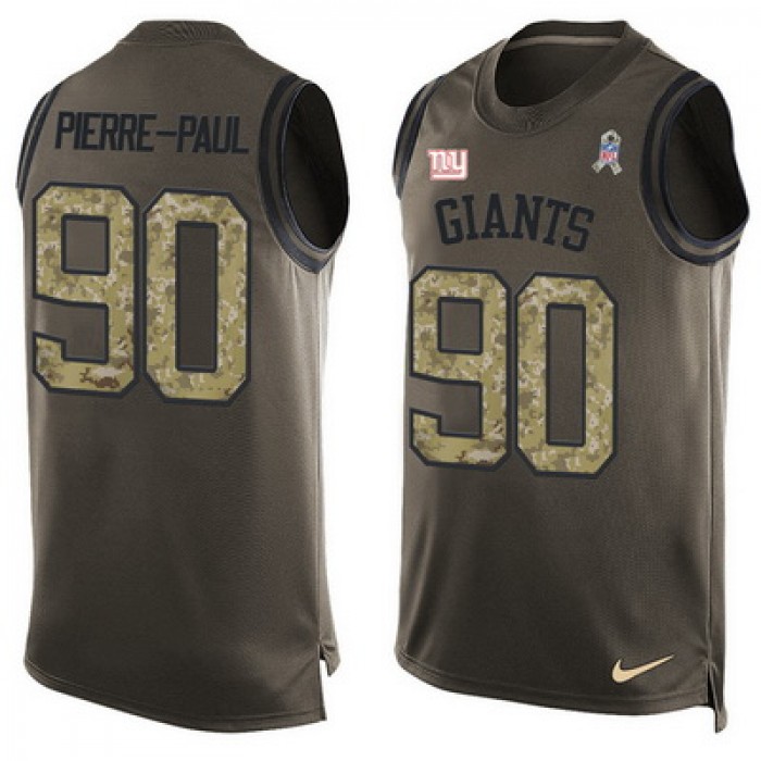 Men's New York Giants #90 Jason Pierre-Paul Green Salute to Service Hot Pressing Player Name & Number Nike NFL Tank Top Jersey