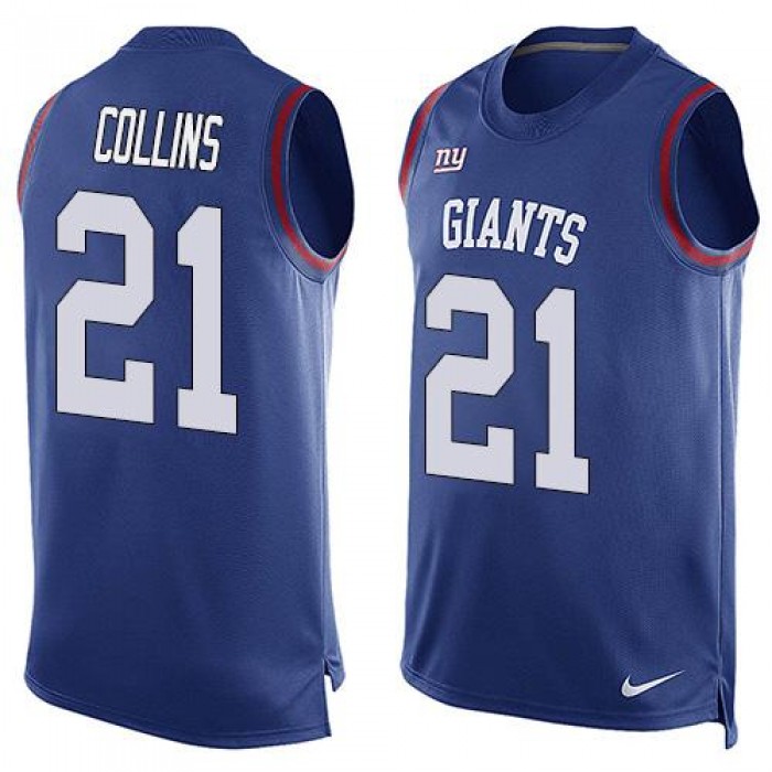 Men's New York Giants #21 Landon Collins Royal Blue Hot Pressing Player Name & Number Nike NFL Tank Top Jersey