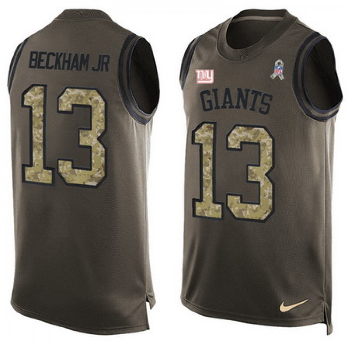 Men's New York Giants #13 Odell Beckham Jr Green Salute to Service Hot Pressing Player Name & Number Nike NFL Tank Top Jersey