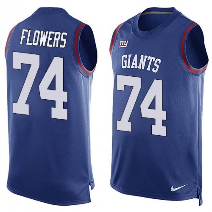 Men's New York Giants #74 Ereck Flowers Royal Blue Hot Pressing Player Name & Number Nike NFL Tank Top Jersey
