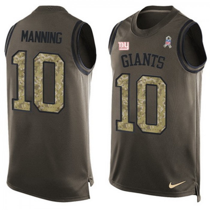 Men's New York Giants #10 Eli Manning Green Salute to Service Hot Pressing Player Name & Number Nike NFL Tank Top Jersey