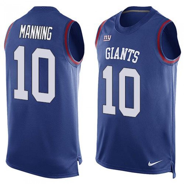 Men's New York Giants #10 Eli Manning Royal Blue Hot Pressing Player Name & Number Nike NFL Tank Top Jersey