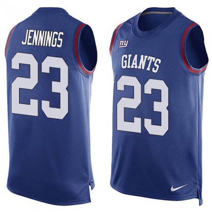 Men's New York Giants #23 Rashad Jennings Royal Blue Hot Pressing Player Name & Number Nike NFL Tank Top Jersey