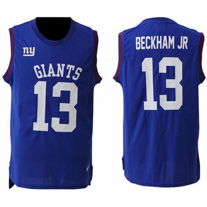 Men's New York Giants #13 Odell Beckham Jr Royal Blue Hot Pressing Player Name & Number Nike NFL Tank Top Jersey
