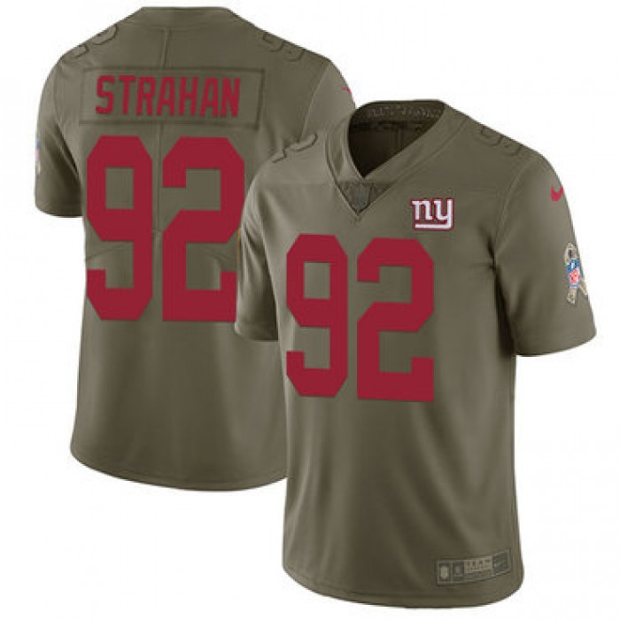 Nike New York Giants #92 Michael Strahan Olive Men's Stitched NFL Limited 2017 Salute to Service Jersey