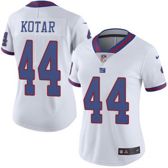 Women's Nike Giants #44 Doug Kotar White Stitched NFL Limited Rush Jersey