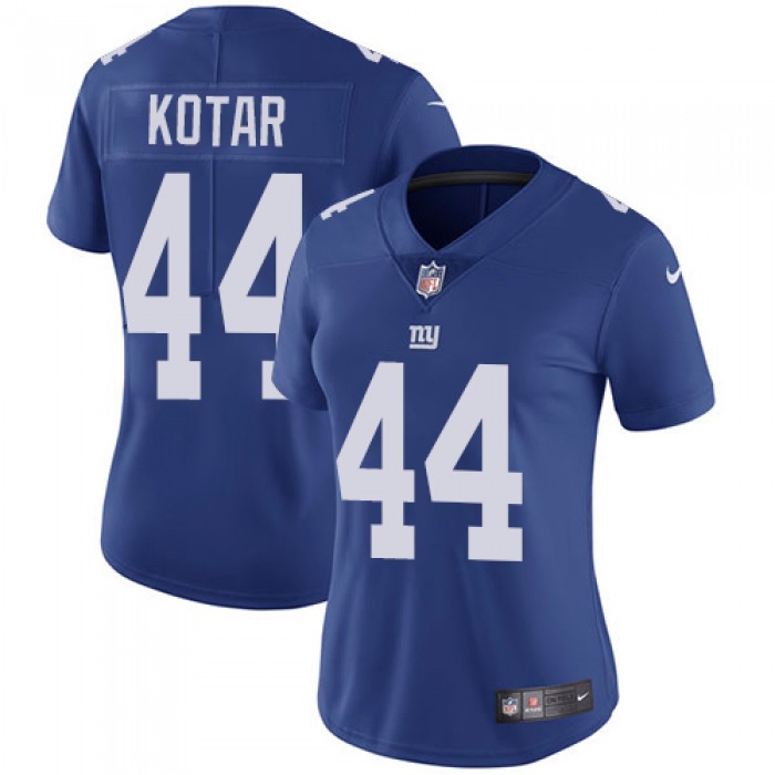 Women's Nike Giants #44 Doug Kotar Royal Blue Team Color Stitched NFL Vapor Untouchable Limited Jersey