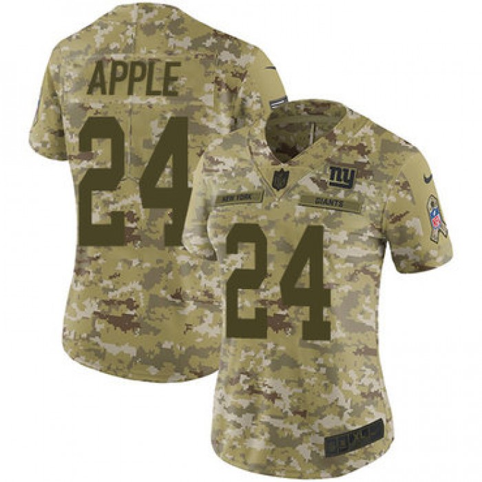 Nike Giants #24 Eli Apple Camo Women's Stitched NFL Limited 2018 Salute to Service Jersey