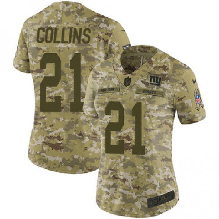 Nike Giants #21 Landon Collins Camo Women's Stitched NFL Limited 2018 Salute to Service Jersey