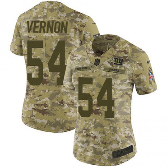 Nike Giants #54 Olivier Vernon Camo Women's Stitched NFL Limited 2018 Salute to Service Jersey