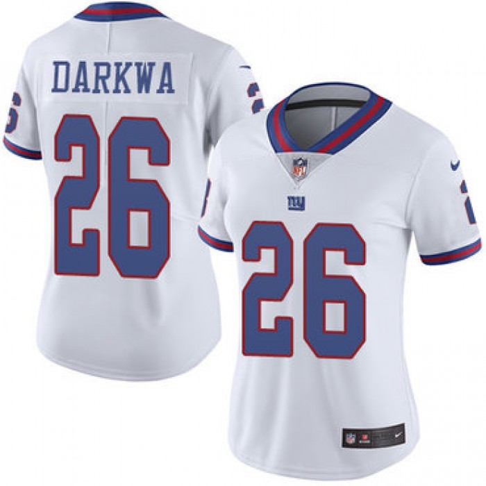 Women's Nike New York Giants #26 Orleans Darkwa White Stitched NFL Limited Rush Jersey